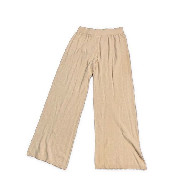 thread supply Womens Solid Cream Beige Knit Wide Leg Knit Pants Small - Picture 2 of 5